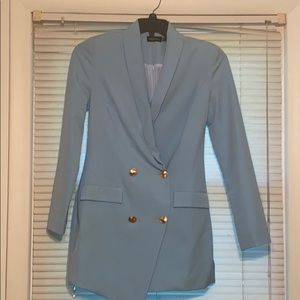 Sky blue blazer dress